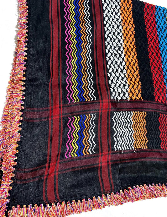 Unique Sahara Rainbow Arab Scarf , Desert Bandana, Palestine Keffiyeh Headwear, Windproof Mask,vintage dress Hatta Shemagh Cocktail Tassels