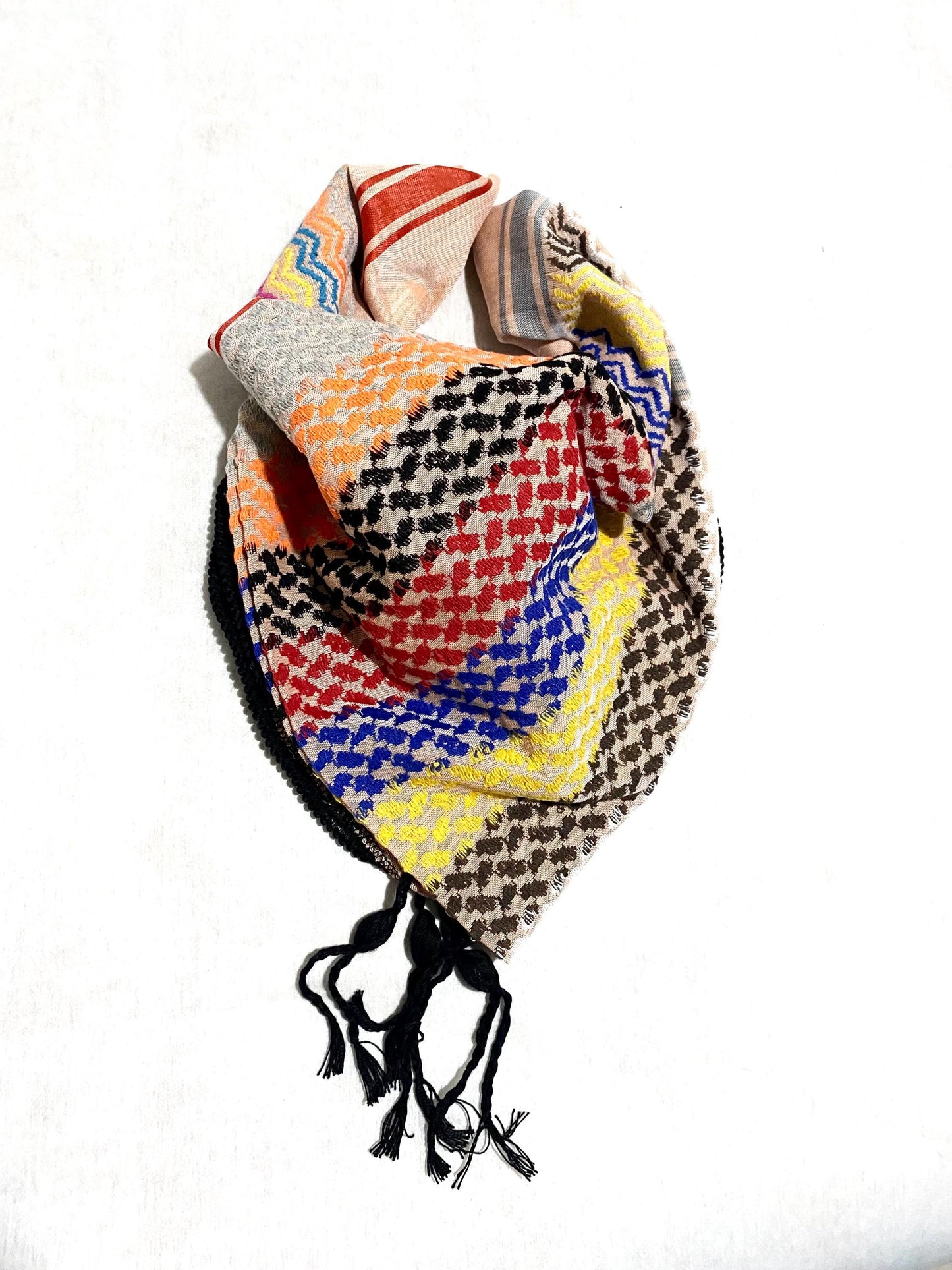 Orange Scarf Keffyieh Palestine, Unique Sahara Arab Desert Bandana Headwear Windproof Mask, Vintage dress Hatta Shemagh Rainbow Mix Colours