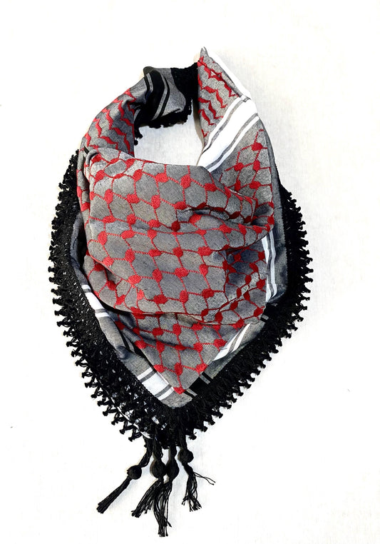 Scarf unique Keffiyeh, Mult-use Cover, Headwear Vintage Dress Hatta Kofya Headwear Shemagh Kuffyieh,Unisex Face Mask Grey's Red Mixed
