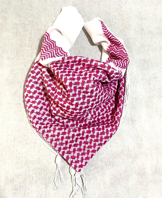 Pink Keffiyeh Scarf, Desert Bandana face Cover, Sahara Arabian Palestine Headwear, Vintage dress Hatta Shemagh Kuffyieh Mixed 2 Colours