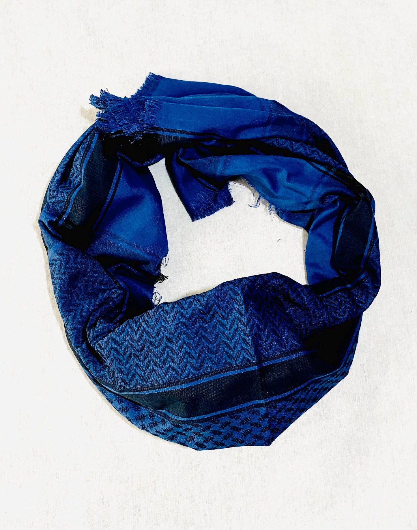 Blue Unique Kuffiyeh Scarf, Arabian Sahara Bandana Kofya, Shwal Keffiyeh OldStyle Vintage dress, Hatta Shemagh Headwear Mixed Black