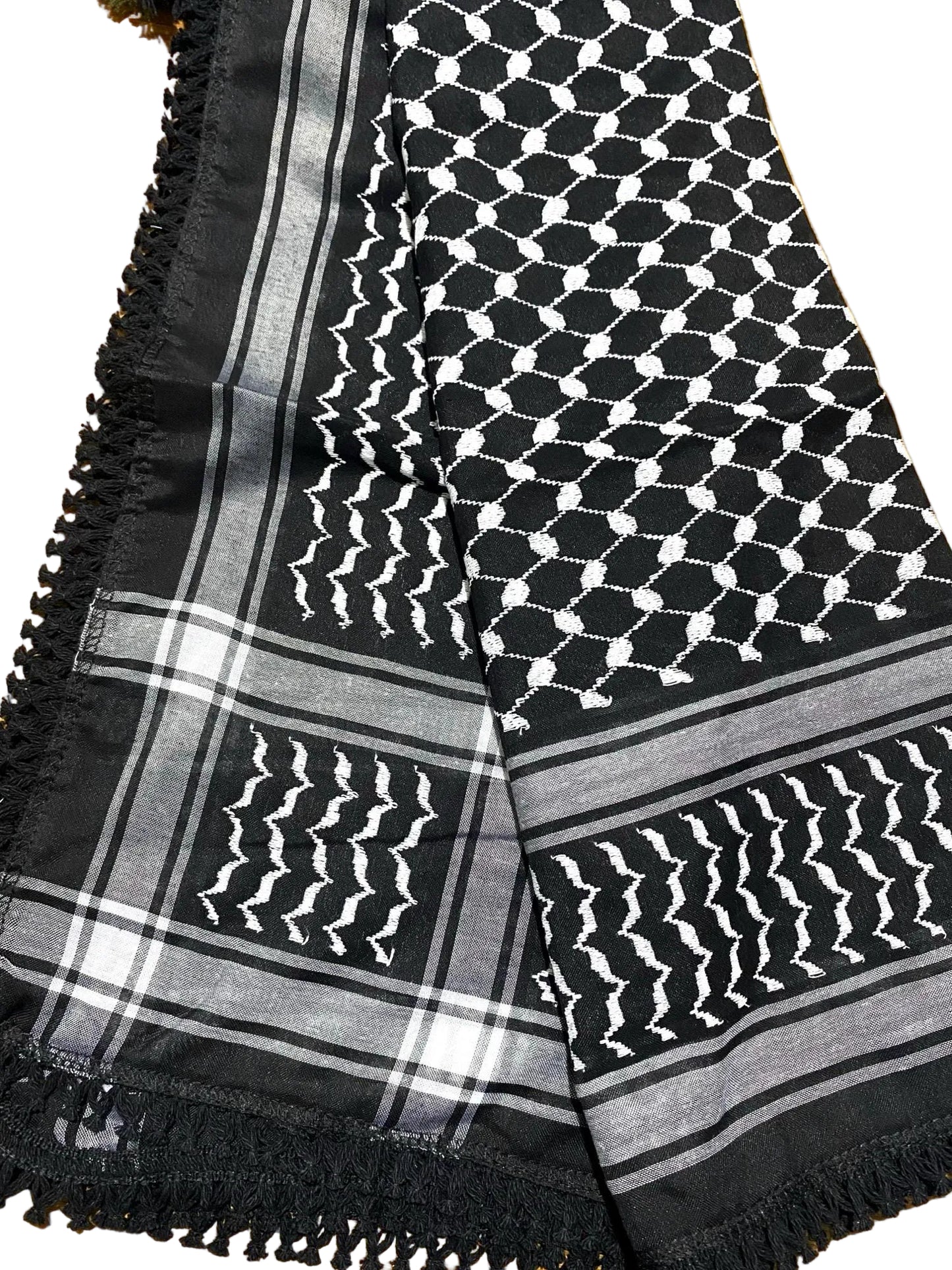 Unique Keffiyeh Scarf , Mult-use Cover, Headwear Vintage Dress Hatta Kofya Headwear Shemagh ,Unisex Face Mask Black Grey Mixed, White Thread