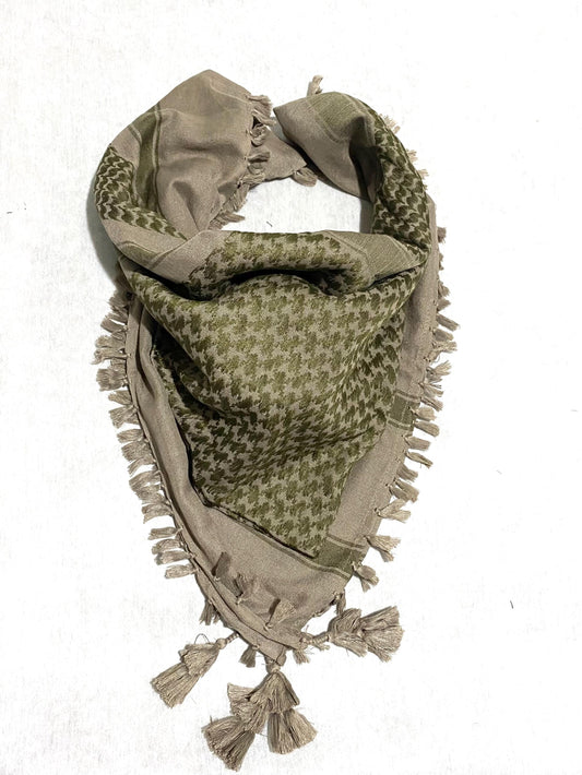 Green Army Scarf, Unique Arab Desert Bandana Headwear, Windproof Mask, Vintage dress Hatta Shemagh Keffiyeh Palestine mixed olive colours