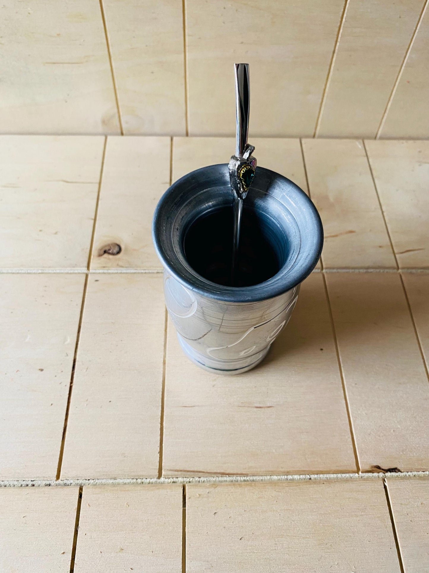 Mate Tea Silver cup, Unique Yerba Mate Cup +Straw, drinking places fountain, water carved Filter Bombilla Straw handmade 50mL