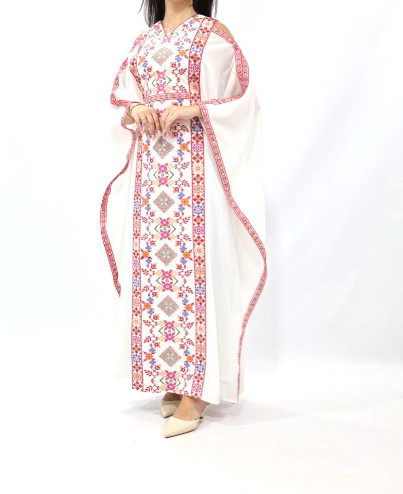 Special Occasions Embroidery Palestine Dress, Heritage Palestinian , Traditional Tatreez Thobe Embroidered, Arab Weddings Parties, Free Size