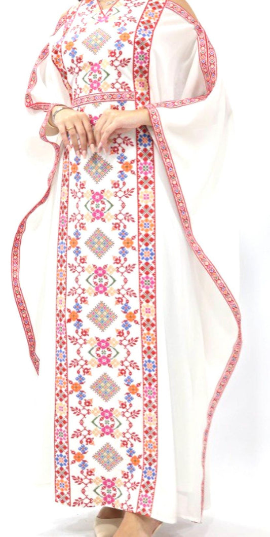 Special Occasions Embroidery Palestine Dress, Heritage Palestinian , Traditional Tatreez Thobe Embroidered, Arab Weddings Parties, Free Size