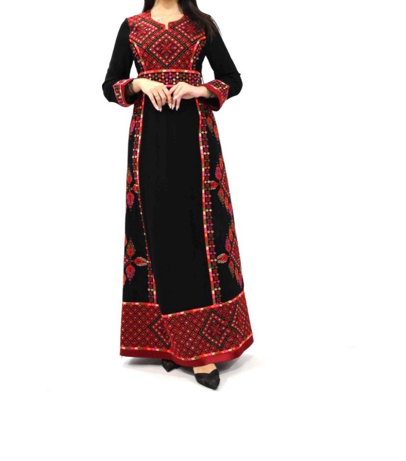 Special Occasions Embroidery Palestine Dress, Heritage Palestinian Jordanian, Traditional Tatreez Thobe Embroidered, Arab Weddings Parties
