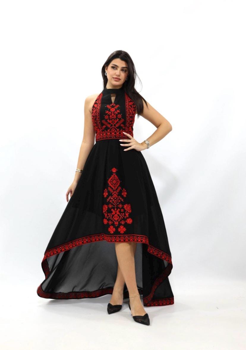 Special Occasion Dress, Embroidery Parties Dress, Vintage Style, Heritage Palestinian Jordanian Wedding,Traditional Tatreez Thobe Embroidery