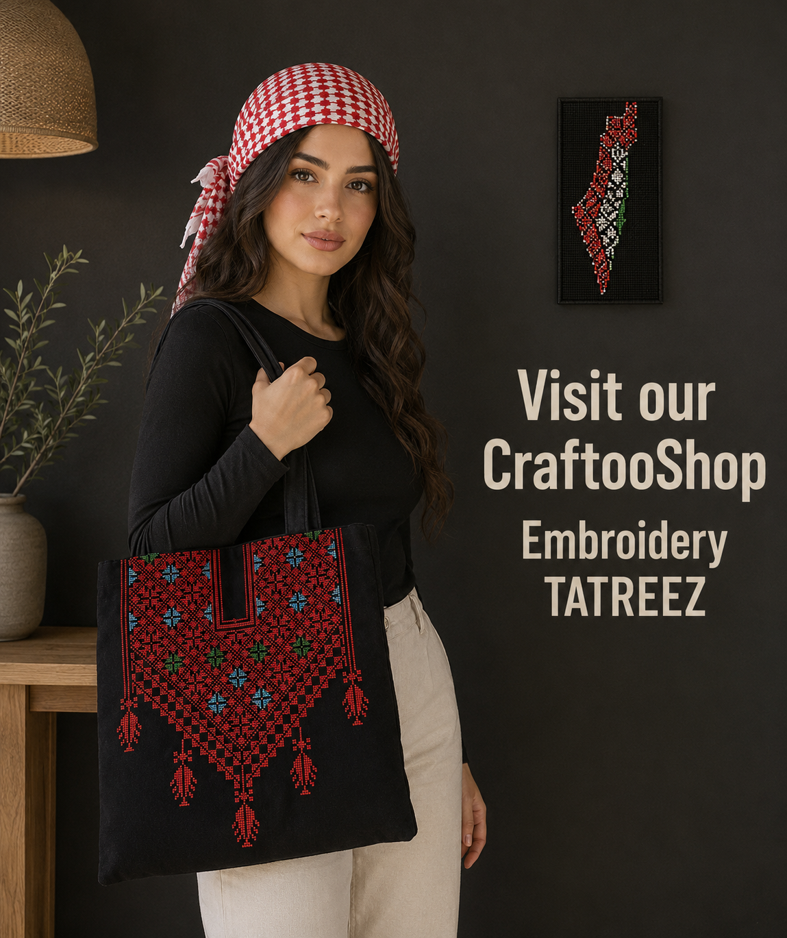 Palestine Tote Tatreez Shoulder Bag, Vintage Unique Handmade Heavy Work multi-function Zipper