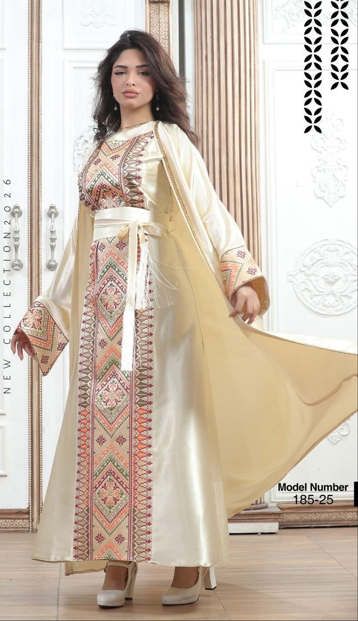 Tatreez Embroidery Palestine Dress, Vintage Style, Heritage Palestinian Thobe Abaya, Traditional Tatreez Embroidery
