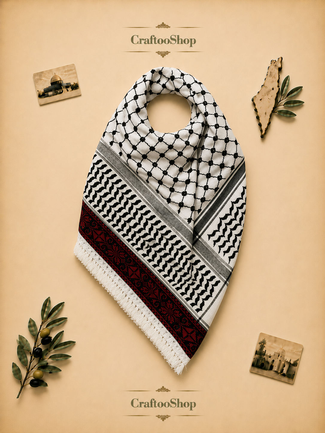 Tatreez Palestine Arab Scarf, Woven Stitched, NOT Printed, Unique Embroidery Keffiyeh faceCover, Headwear Bandana,Shawl Kofyah Mask,Vintage Dress Hatta Shemagh
