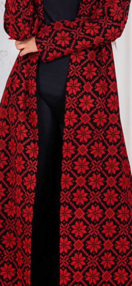 Jacket Special Occasion Long Sleeves Dress, Embroidery Parties Dress, Vintage Style, Heritage Palestinian Jordanian Wedding, Traditional Tatreez Thobe Embroidered