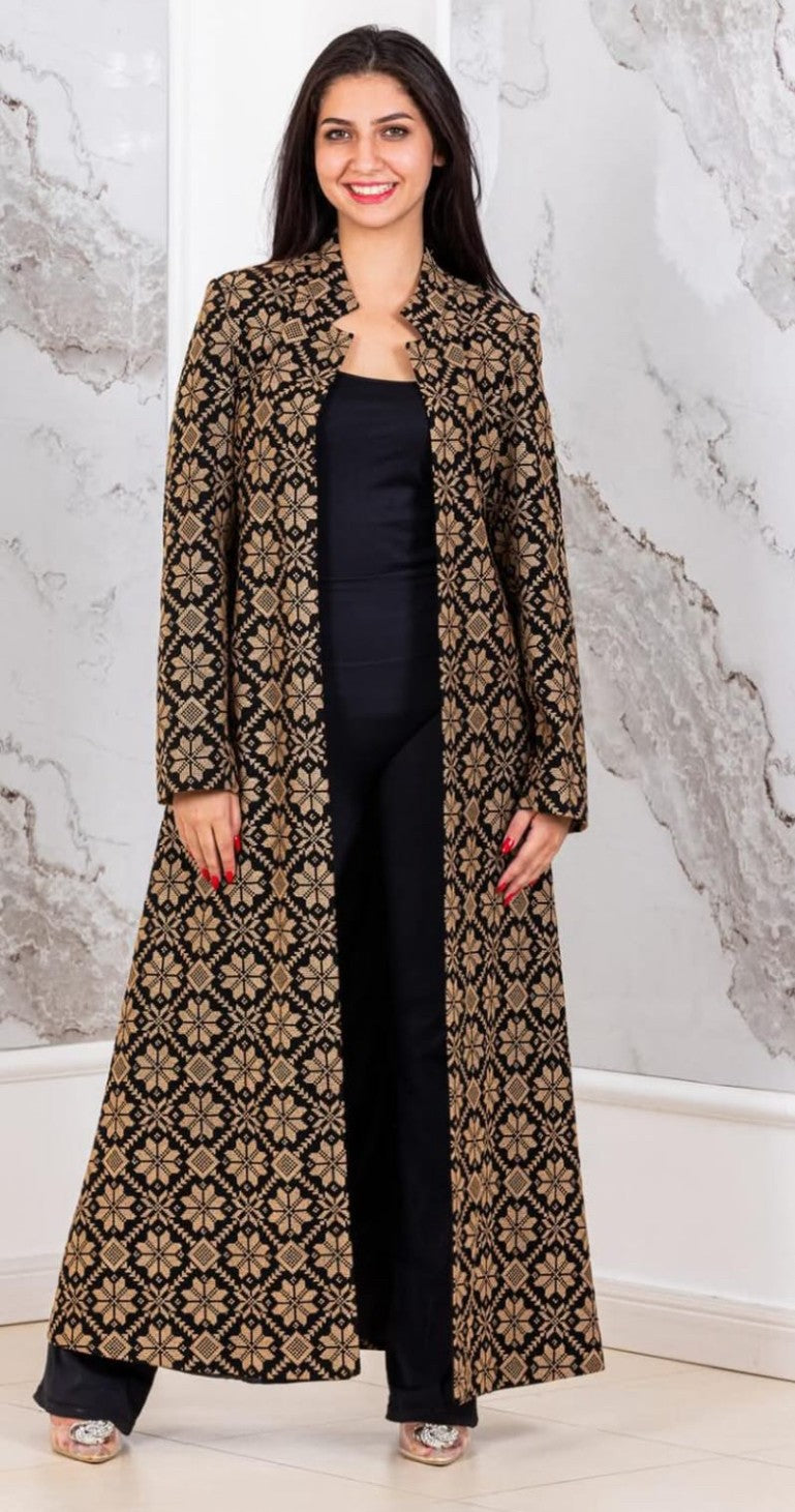 Jacket Special Occasion Long Sleeves Dress, Embroidery Parties Dress, Vintage Style, Heritage Palestinian Jordanian Wedding, Traditional Tatreez Thobe Embroidered