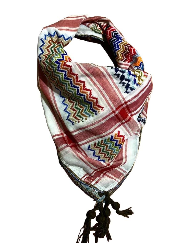 Mixed Rainbow Keffiyeh, Unique Sahara Arab Scarf, Bandana faceCover, Palestine Headwear Windproof Vintage dress Hatta Shemagh Cocktail