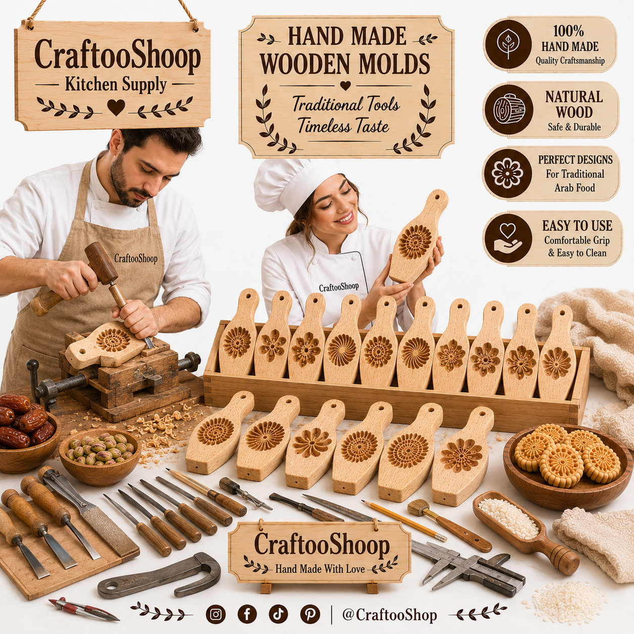 Wooden Molds, Handcrafted Carved, Cookies Candy Mamool Mamoual , Students Party, Chef Supply, Kitchen Crafts, Handmade Wood Work, Hard Tools