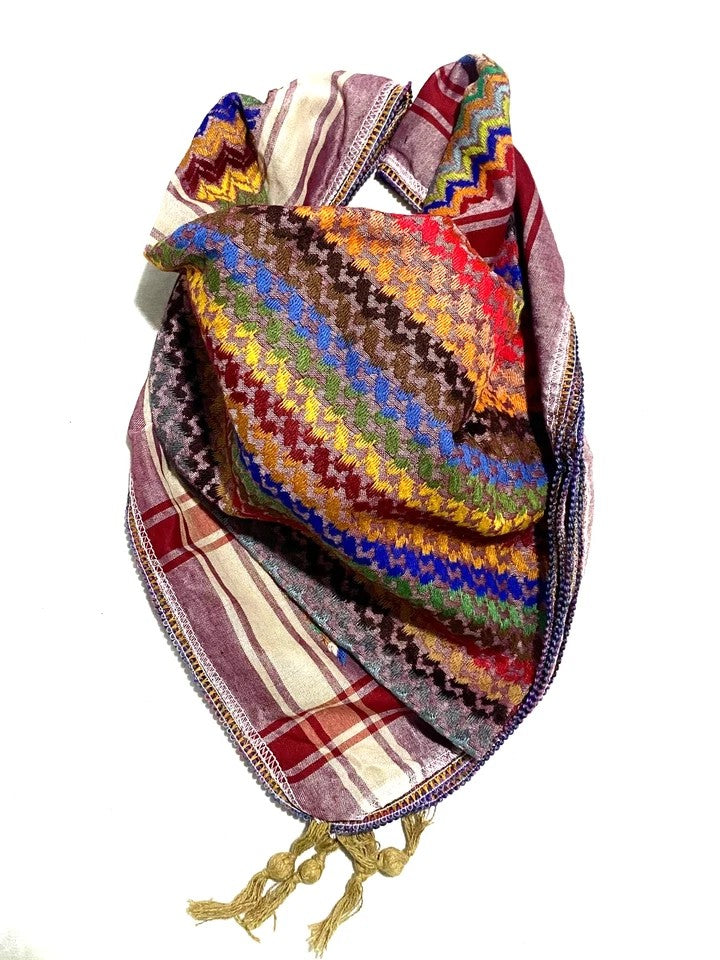 Rainbow Black Keffiyeh Unique Scarf, Sahara Desert Arab Bandana Palestine Headwear Windproof Mask, Vintage Dress Hatta Shemagh, Woven Mixed