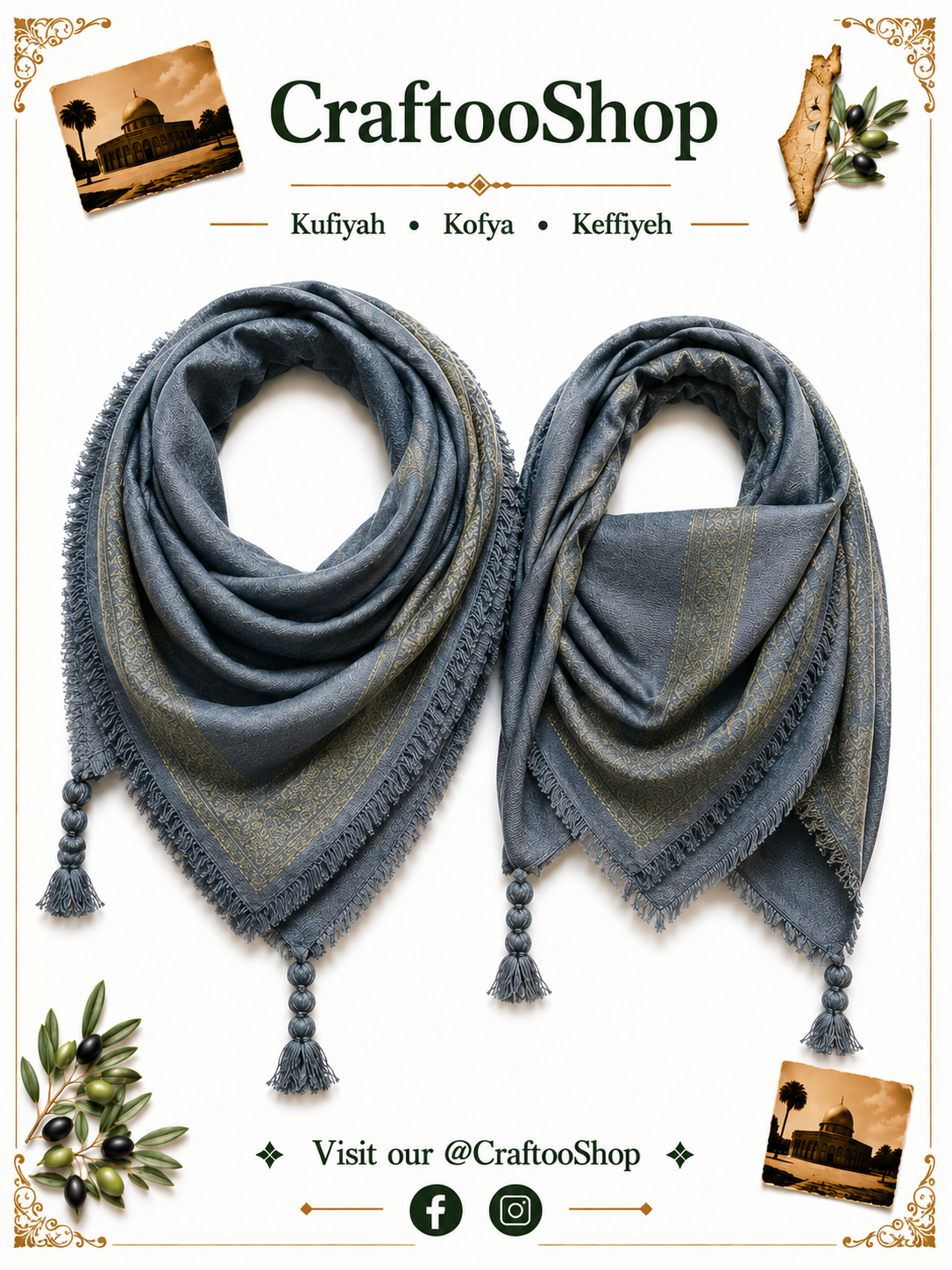 Unique Grey Scarf, Gold Line Mixed Colours, Woven Desert Bandana Kofya, Original Arab OldStyle Vintage dress, Unique Hatta Kuffyieh Scarf
