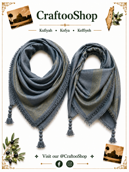 Unique Grey Scarf, Gold Line Mixed Colours, Woven Desert Bandana Kofya, Original Arab OldStyle Vintage dress, Unique Hatta Kuffyieh Scarf