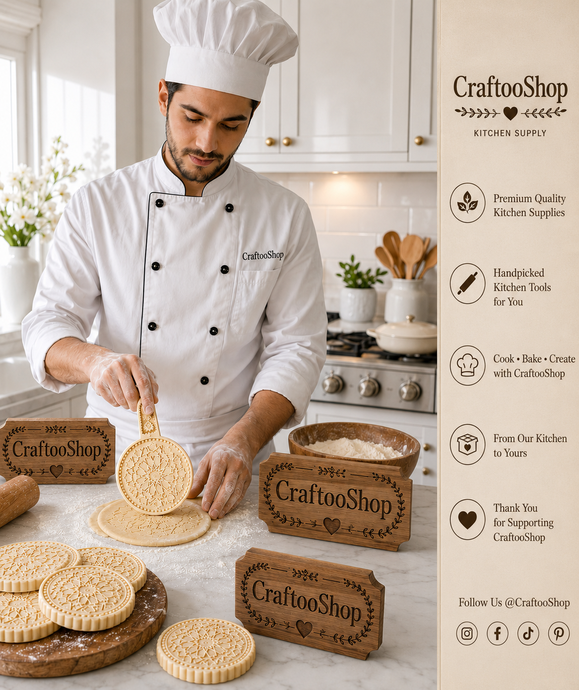Bread Molds, 4 designs, Cookie Mold, Hand crafted , Plastice PVC Mold, Mamool Mamoul , Unique 1 Big Piece, Baking Chef Gift, Kitchen Supply