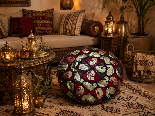 Leather Vintage Arab Pouf , Moroccan pouf, Berber Pouf, ottoman pouf, leather pouf, bohemian decoration, Vintage Genuine Leather
