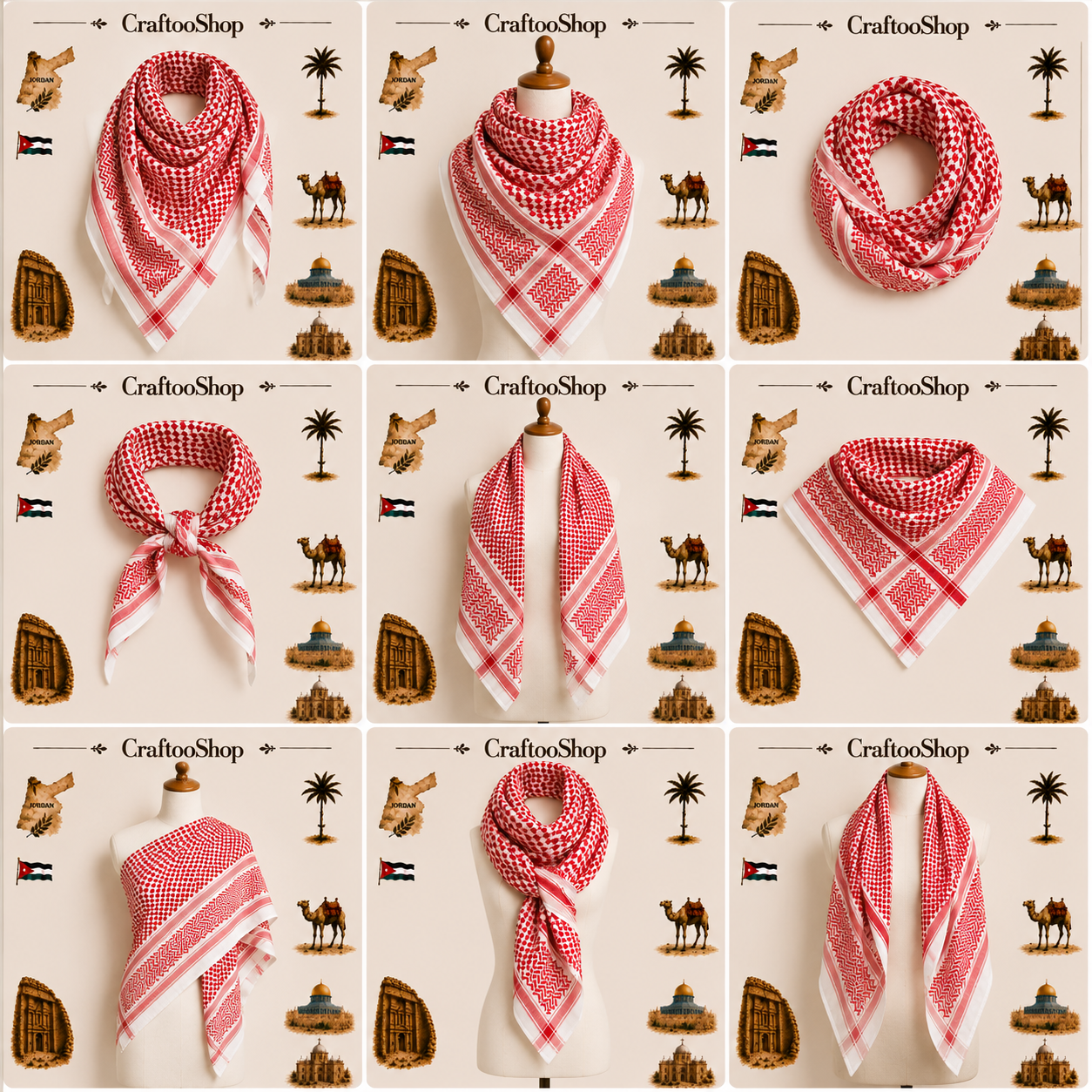 2x Pieces Original Keffyeih Palestinian Arab Scarf, Woven Stitched NOT Printed,Unique faceCover Headwear Shawl ,Vintage Dress Hatta shemagh NO Tassels