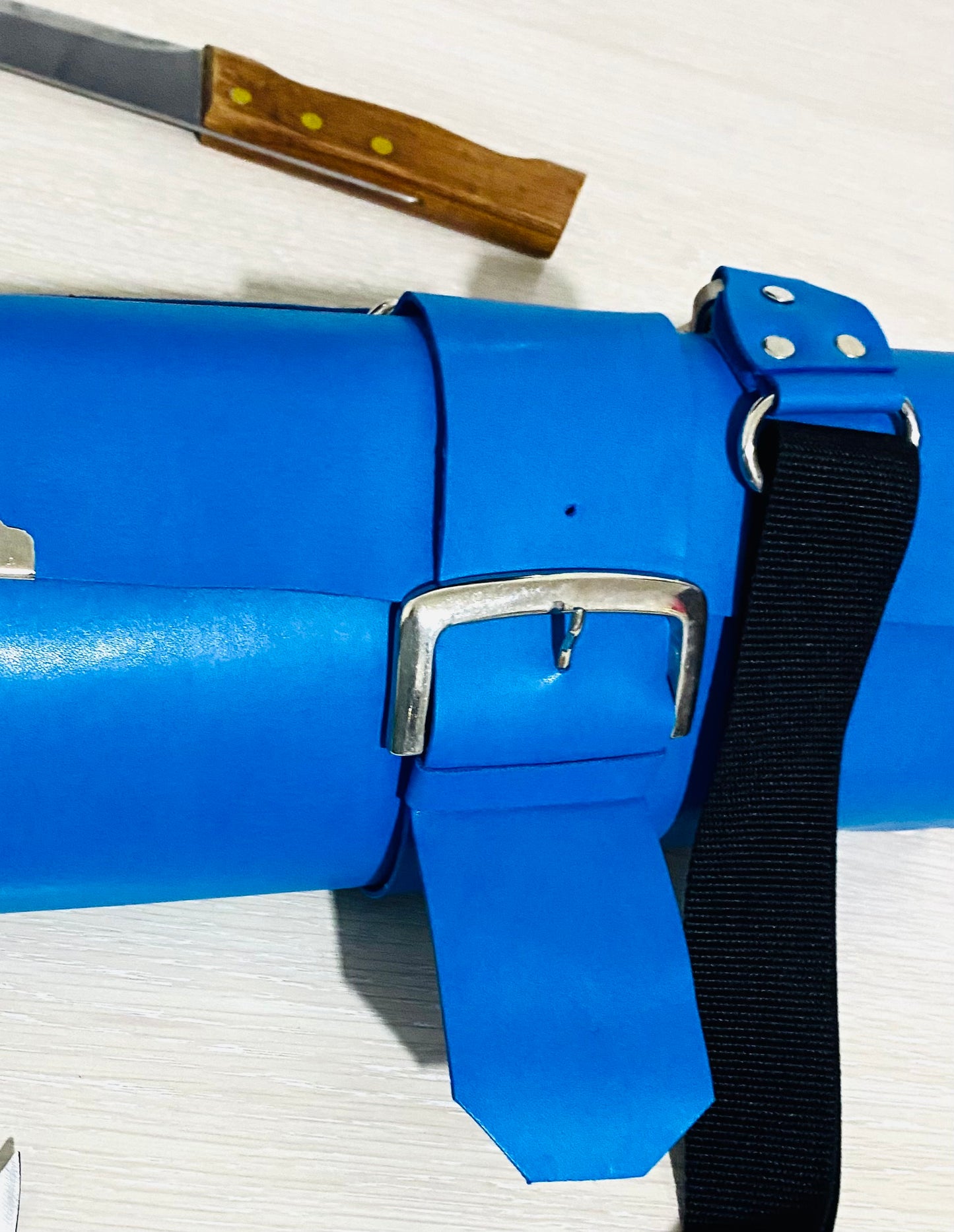 15 Slots Knife Roll ,hand Crafted Chef bag, Syntactic PU PVC Leather, Hand Made Knives Roll Holder Bag, kitchen supply Gift, Silver Metal