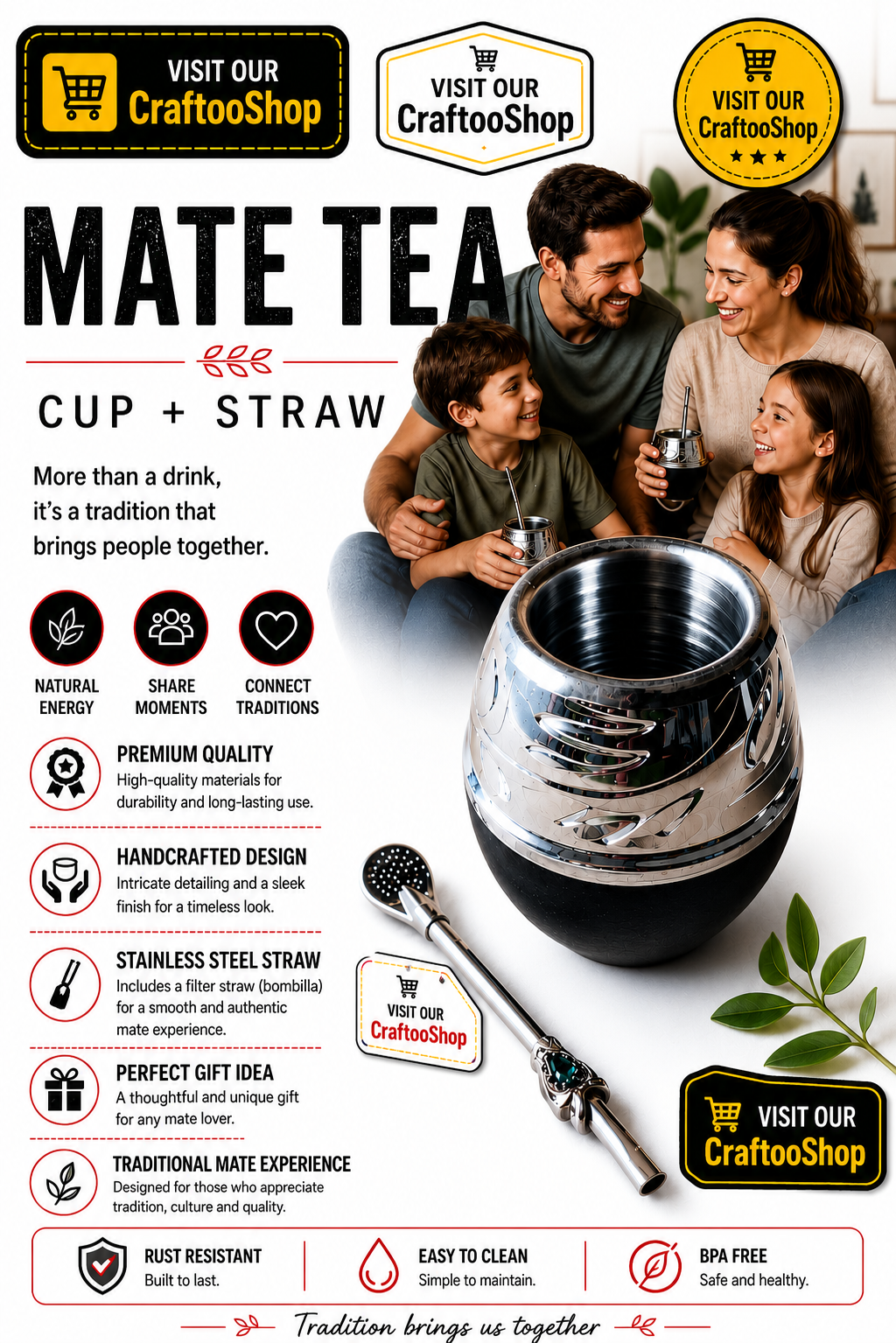 Mate Tea Silver Black cup, Unique Yerba Mate Cup +Straw, drinking places fountain, water carved Filter Bombilla Straw handmade 50mL