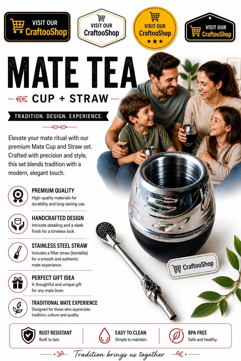 Mate Tea Silver Black cup, Unique Yerba Mate Cup +Straw, drinking places fountain, water carved Filter Bombilla Straw handmade 50mL
