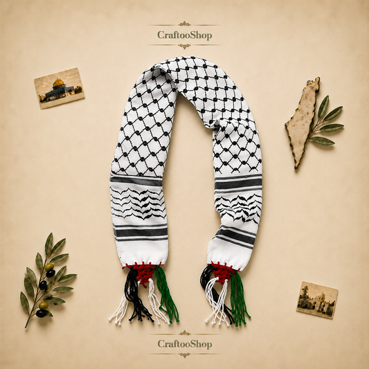 Palestine Kuffiyeh Flag Scarf, Keffiyeh Arabian Arafat Hatta design, Student Graduation, Tie kofyah Scarves Parties, Bandana 52inchX4.2inch (Copy)