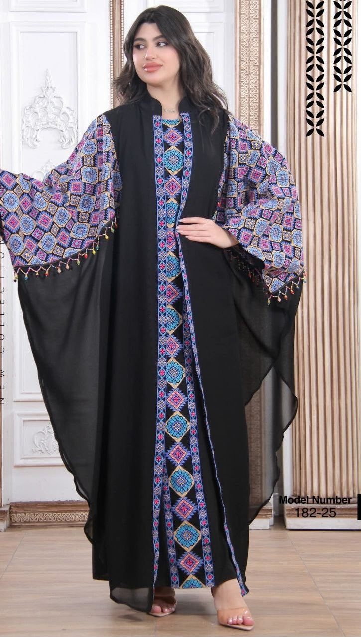 Tatreez Embroidery Palestine Dress, Vintage Style, Heritage Palestinian Thobe Abaya, Traditional Tatreez Embroidery