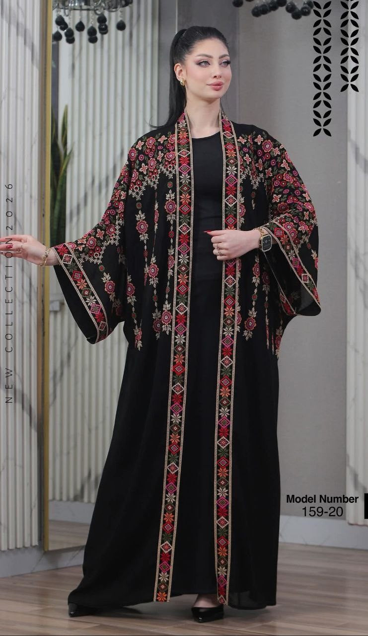 Abaya Bisht Embroidery Palestine Dress, Vintage Style, Heritage Palestinian Jordanian, Traditional Tatreez Embroidery