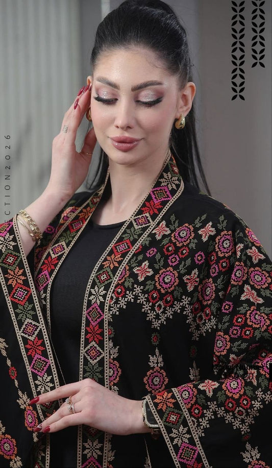 Abaya Bisht Embroidery Palestine Dress, Vintage Style, Heritage Palestinian Jordanian, Traditional Tatreez Embroidey