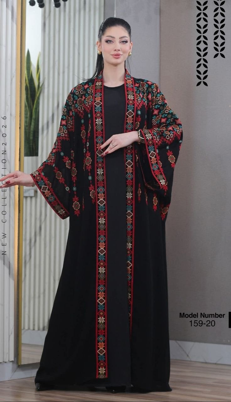 Abaya Bisht Embroidery Palestine Dress, Vintage Style, Heritage Palestinian Jordanian, Traditional Tatreez Embroidey