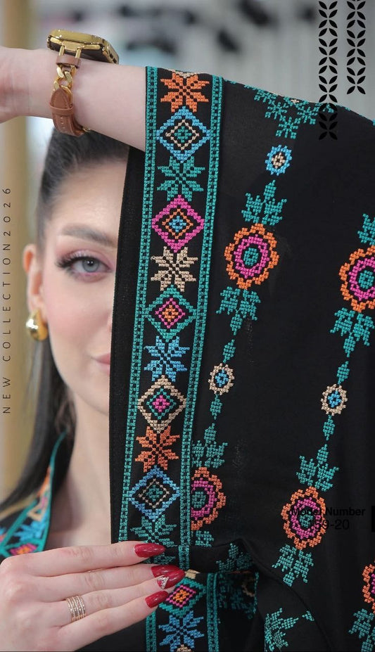 Abaya Bisht Embroidery Palestine Dress, Vintage Style, Heritage Palestinian Jordanian, Traditional Tatreez Embroidey