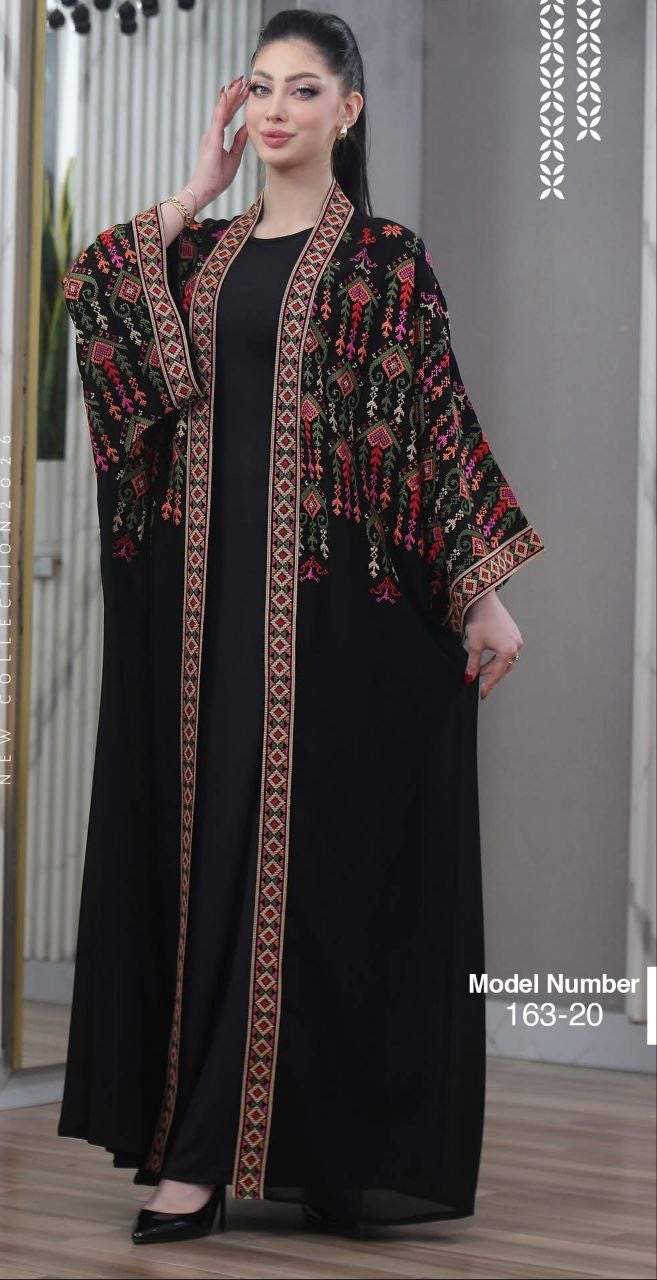 Abaya Bisht Embroidery Palestine Dress, Vintage Style, Heritage Palestinian Jordanian, Traditional Tatreez Embroidered (Copy)