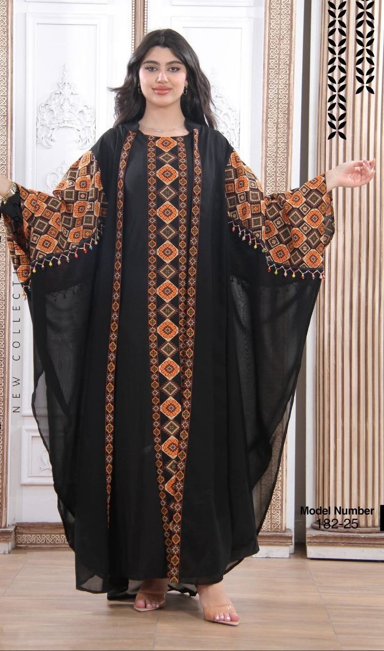 Tatreez Embroidery Palestine Dress, Vintage Style, Heritage Palestinian Thobe Abaya, Traditional Tatreez Embroidery