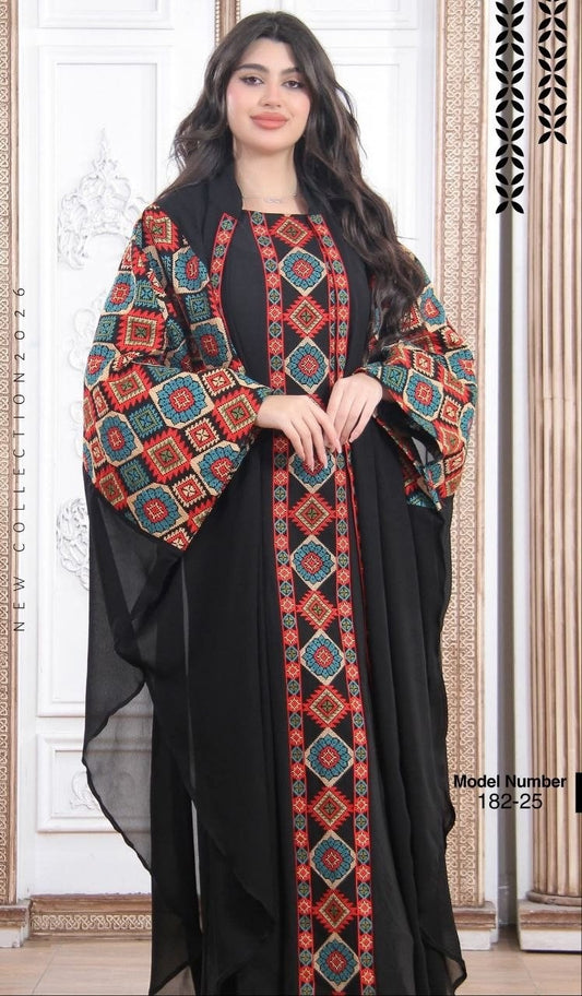 Tatreez Embroidery Palestine Dress, Vintage Style, Heritage Palestinian Thobe Abaya, Traditional Tatreez Embroidery