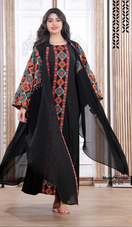 Tatreez Embroidery Palestine Dress, Vintage Style, Heritage Palestinian Thobe Abaya, Traditional Tatreez Embroidery