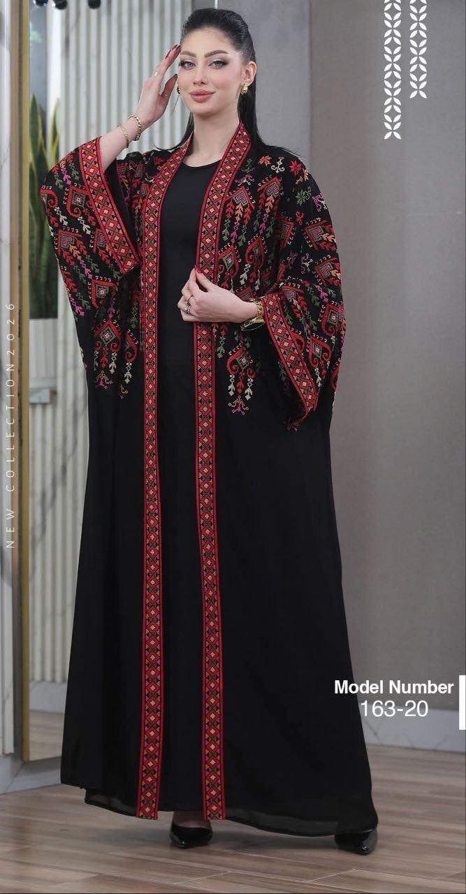 Abaya Bisht Embroidery Palestine Dress, Vintage Style, Heritage Palestinian Jordanian, Traditional Tatreez Embroidery