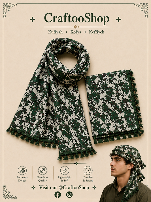 Army Green Scarf unique Keffiyeh, Mult-use Cover, Headwear Vintage Dress Hatta Kofya Headwear Shemagh Kuffyieh,Unisex Face Mask Mixed green