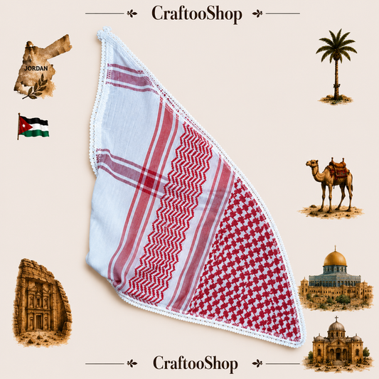 Red Keffiyeh Bandana Scarf, Palestine Arafat Kuffyieh Mask, Tie kofyah Headband Kofya Face Cover Vintage dress Size 72X42X48 Centimeters