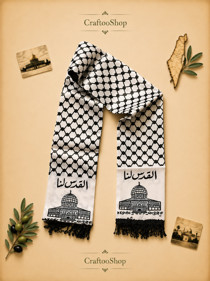 Palestine Flag Scarf, Keffiyeh Arafat Kuffyieh Hatta kofyah design, Student Graduation Scarf, Tie kofyah Scarves, Jerusalem Arab Writing