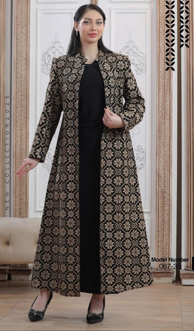 Jacket Special Occasion Long Sleeves Dress, Embroidery Parties Dress, Vintage Style, Heritage Palestinian Jordanian Wedding, Traditional Tatreez Thobe Embroiderey