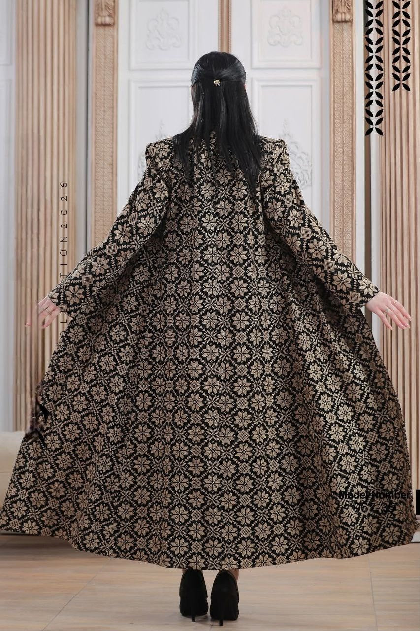 Jacket Special Occasion Long Sleeves Dress, Embroidery Parties Dress, Vintage Style, Heritage Palestinian Jordanian Wedding, Traditional Tatreez Thobe Embroiderey