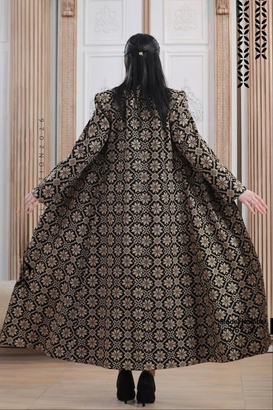 Jacket Special Occasion Long Sleeves Dress, Embroidery Parties Dress, Vintage Style, Heritage Palestinian Jordanian Wedding, Traditional Tatreez Thobe Embroiderey
