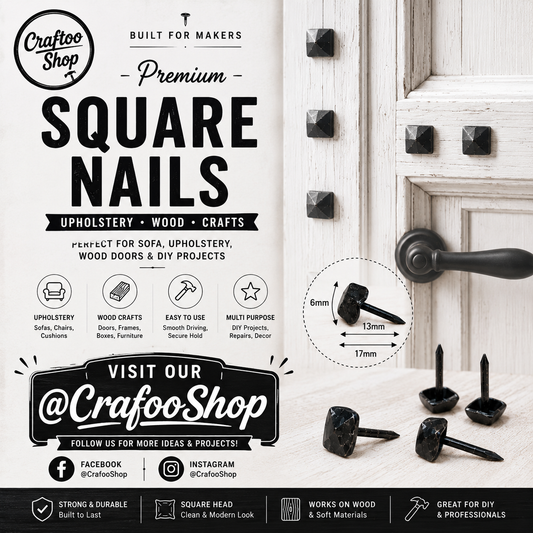 Furniture Nails, Antique Square Head Decorative, Hand forged Metal box thumb Push Pins, Wood Sofa Door Gate stud Leather Work, Upholstery Black 17mmX6mm