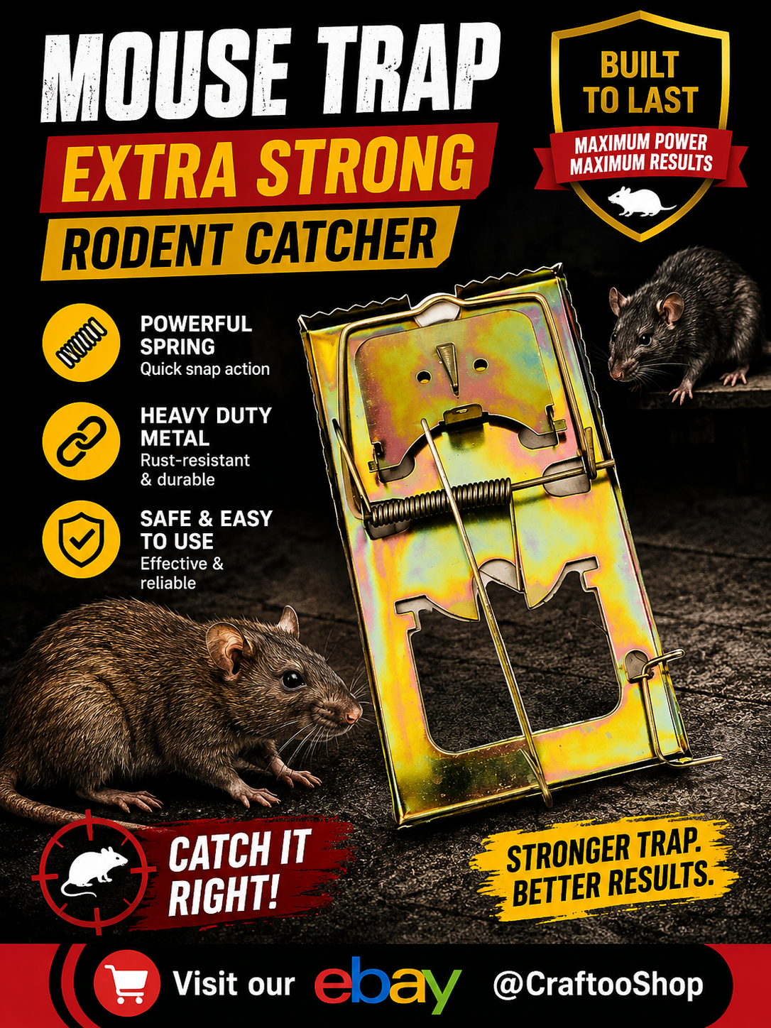 Mouse Trap, Rat Catch trap , mouse trap , clip metal, rat hunt , vintage style, very strong, heavy work , hand crafted