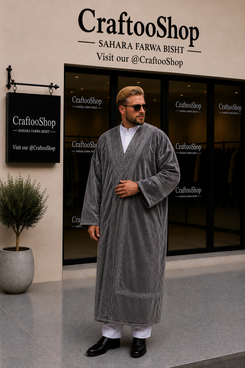 Grey Farwa Bisht Coat, Unique Fur, Arab Style Winter Warm and Heavy, Unisex Clothing, Vintage Traditional Western Pattern, Elegance الجواد