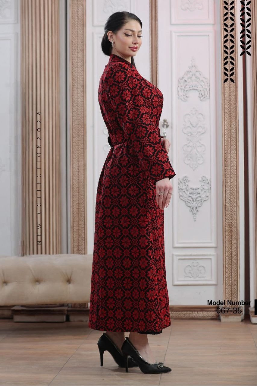 Jacket Special Occasion Long Sleeves Dress, Embroidery Parties Dress, Vintage Style, Heritage Palestinian Jordanian Wedding, Traditional Tatreez Thobe Embroidered