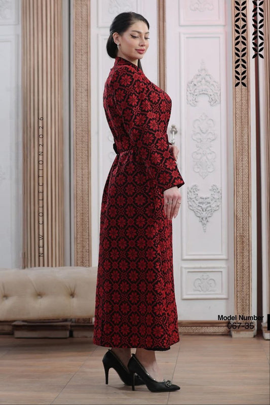Jacket Special Occasion Long Sleeves Dress, Embroidery Parties Dress, Vintage Style, Heritage Palestinian Jordanian Wedding, Traditional Tatreez Thobe Embroidered